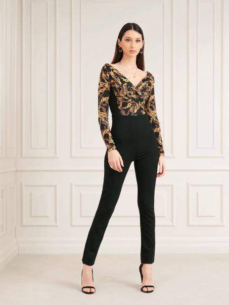 Salopetă Neagră Cu Imprimeu Cu Lanț Marciano Guess