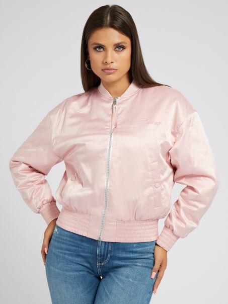 Jachetă Bomber Din Satin Guess Pink