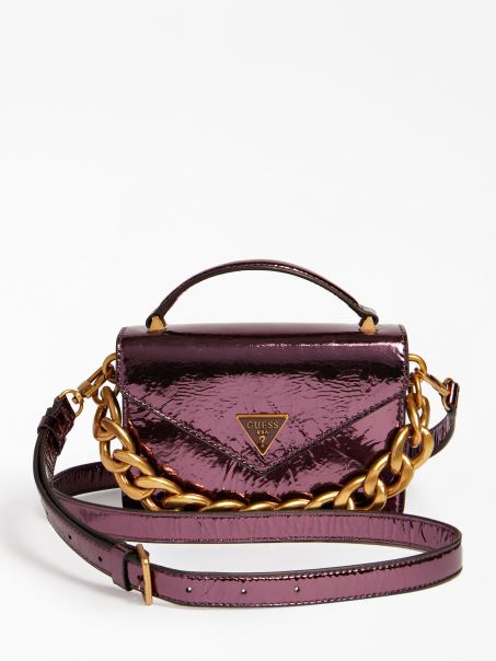 Geantă Micro Crossbody Violet împodobită Guess