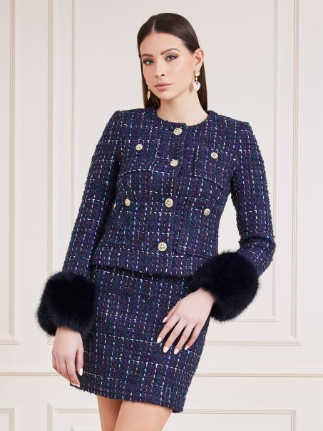 Jachetă Din Tweed Marciano Multi Violet Guess