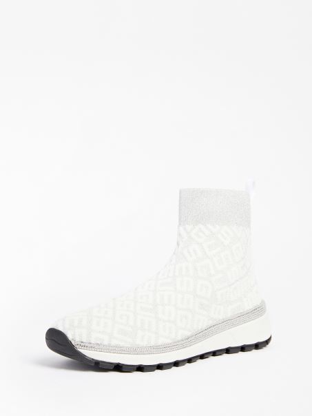 Adidași înalți Cu Logo Zyla Tricot Alb Guess