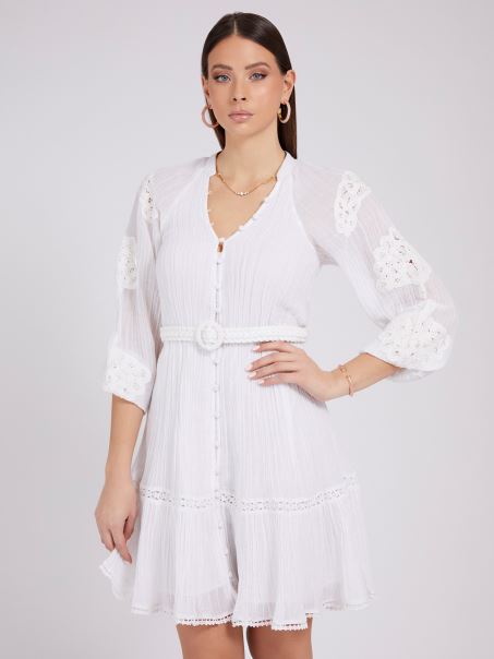 Guess Rochie Albă Brodată