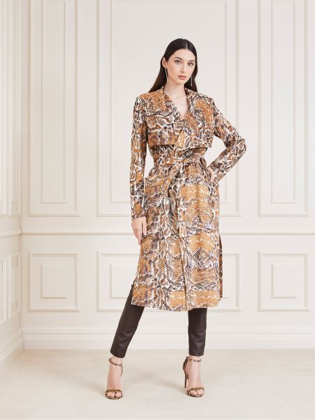 Trench Maro Multi Marciano Din Piele Intoarsa Artificiala Guess