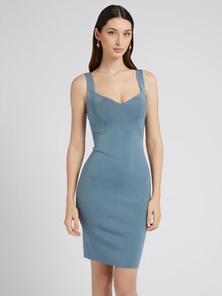 Guess Rochie Pulover Strânsă, Albastră