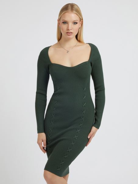 Rochie Pulover Bodycon Verde Guess