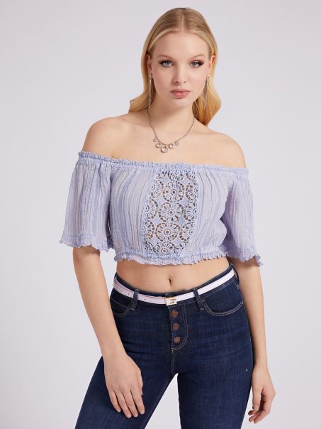 Crop Top Cu Umăr Liliac Ghici