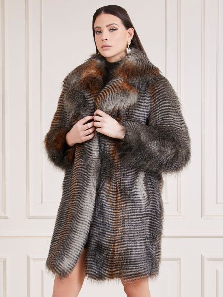 Haină Gri Multi Marciano Blană Artificială Guess