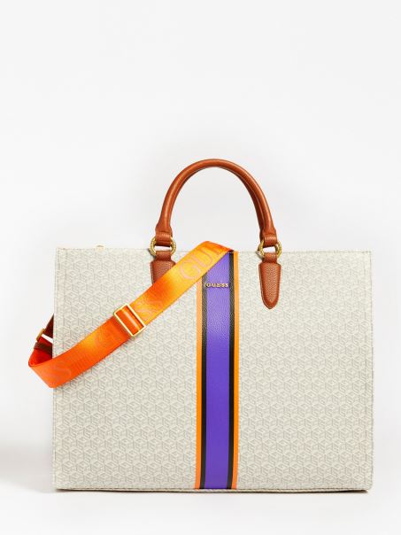 Geantă Albă Cu Logo-ul Multi Ederle Guess