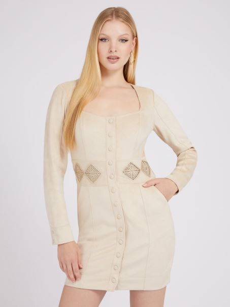 Rochie Argintie Din Piele Intoarsa Artificiala Guess