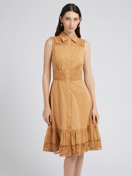 Rochie Bej Cu Detalii Crosetate Guess