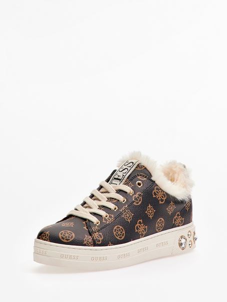 Adidași Guess Maro Cu Nituri Din Blană Artificială
