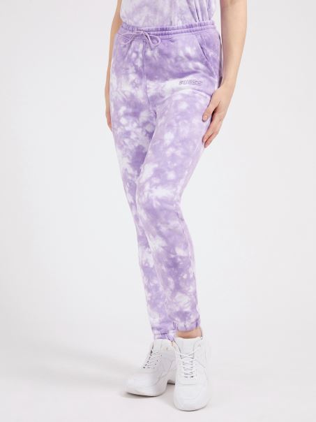 Guess Pantaloni De Jogger Tie-dye Purple
