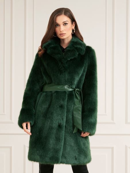 Haină Verde Guess Marciano Blană Artificială