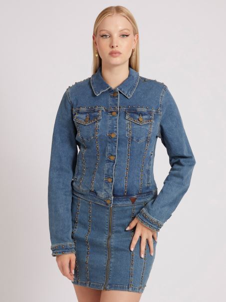 Jachetă De Blugi Guess Cu împânzire Albastră