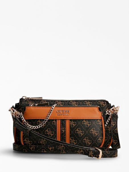 Guess Kasinta 4g Logo Mini Crossbody Maro închis