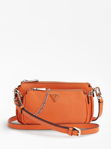 Geanta Mini Crossbody Alexie Saffiano Portocaliu Guess