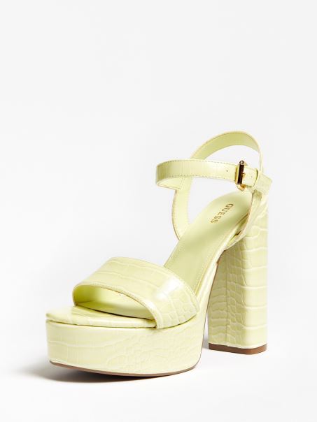 Gabela Croc Print Sandal Galben Guess