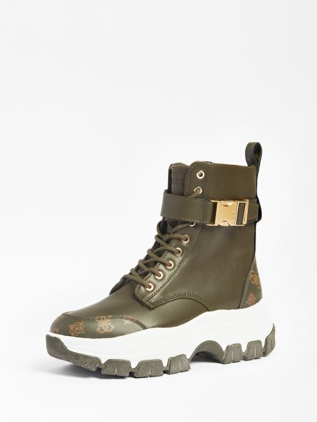 Guess Pantofi De Alergare Bikerz Cu Cataramă Verde