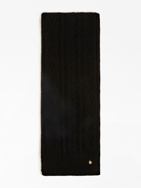 Eșarfă Tricot Cablu Neagră Guess