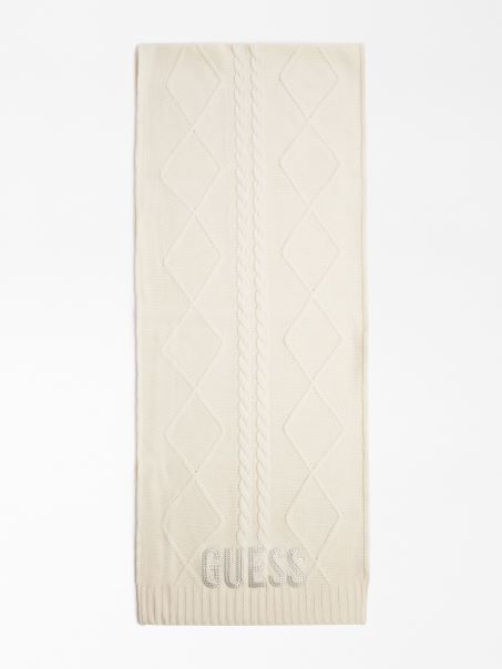 Eșarfă Cu Logo-ul Guess Alb