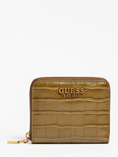 Mini Portofel Guess Laurel Croc Print Verde