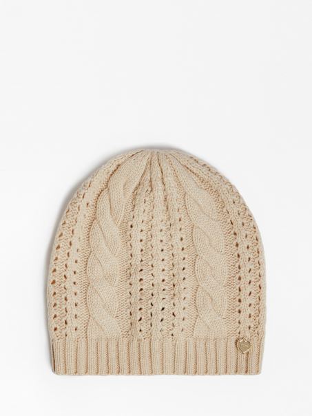 Crem Cablu Tricot Pălărie Guess