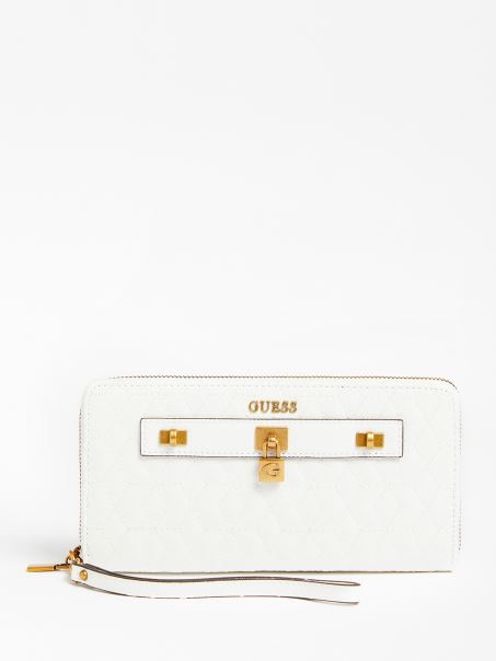 Portofel Matlasat Guess Isidora Alb