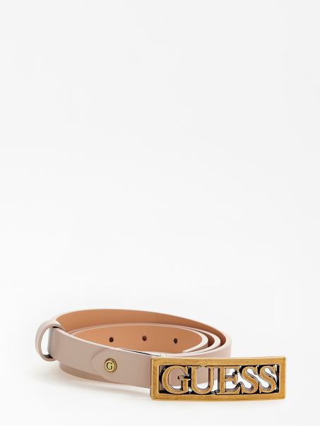 Guess Izzy Logo Cataramă Curea Crem