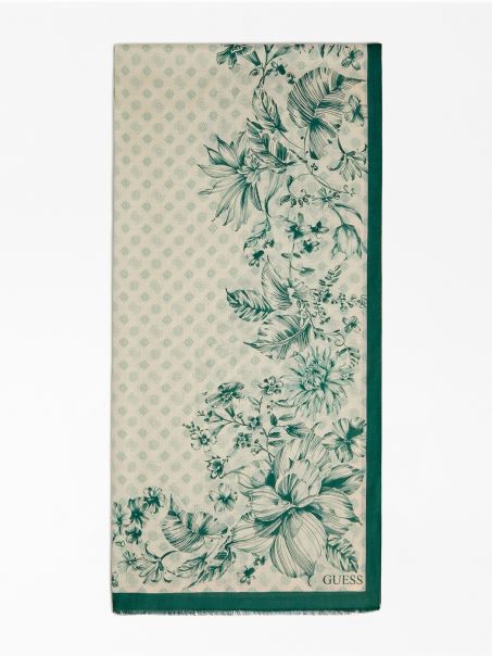 Eșarfă Florală Verde Ghici