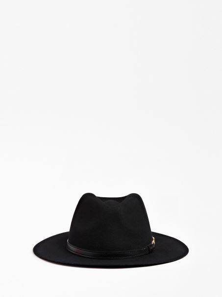 Pălărie Fedora De Lână Neagră Guess