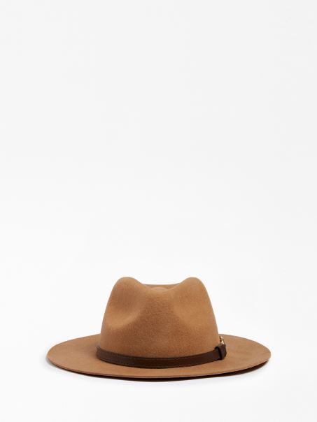 Pălărie Fedora De Lână Bej Guess