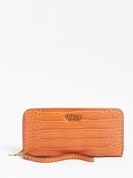 Portofel Maxi Cu Imprimeu Croco Laurel Guess Maro