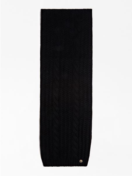 Guess Eșarfă Tricot Cablu Negru