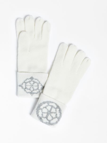 Mănuși Albe Tricot Guess