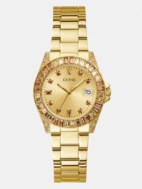 Ceas Argintiu Din Cristal Guess Cu Functie De Data