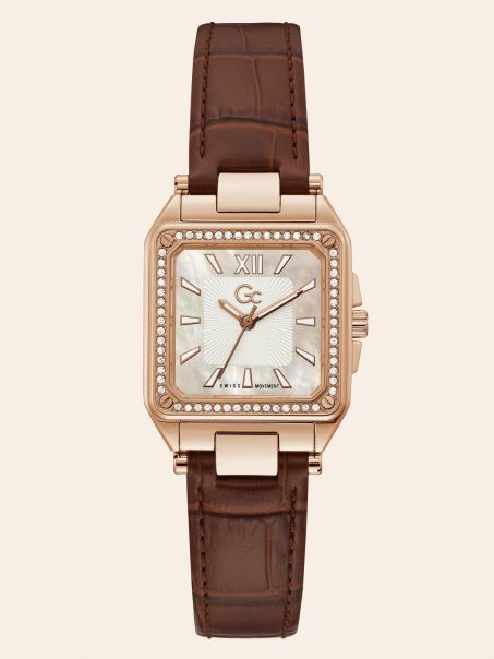 Ceas Analogic Guess Rose Gold Gc Din Piele Naturală