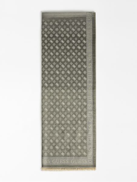 Eșarfă Neagră Cu Logo Guess 4g