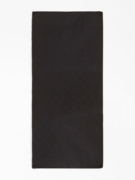 Negru 4g Bujor Logo Jacquard Eșarfă Guess