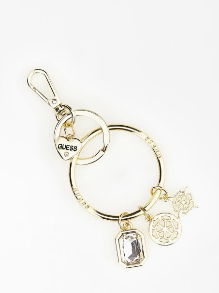 Breloc Cu Logo Guess Alb 4g