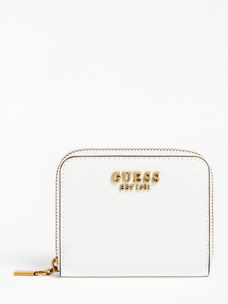 Mini Portofel Cu Imprimeu Croco Laurel Alb Guess