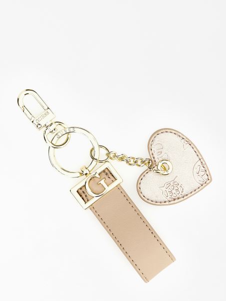 Guess Breloc De Inimă Auriu