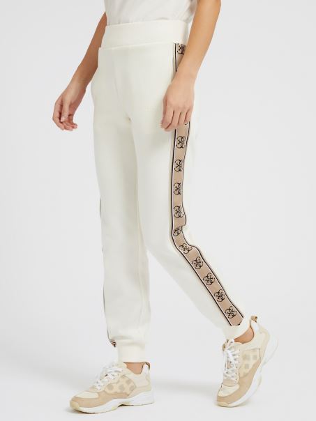 Pantaloni De Jogger Cu Bandă Cu Logo Alb Guess