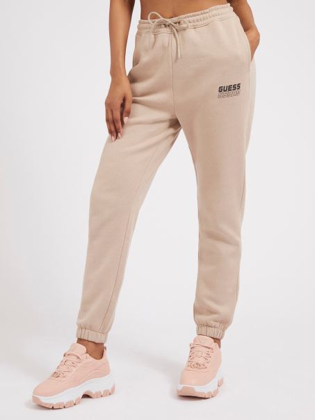 Pantalon Jogger Cu Logo Lateral Bej Guess