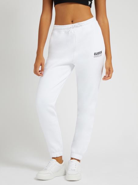 Pantalon Jogger Cu Logo Lateral Alb Guess