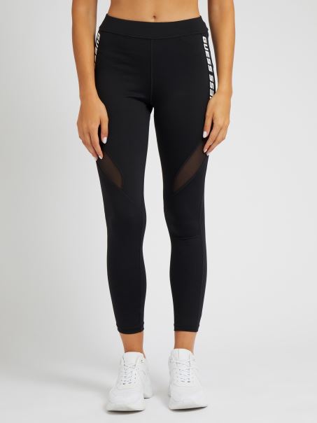Legging Lateral Negru Cu Logo Guess