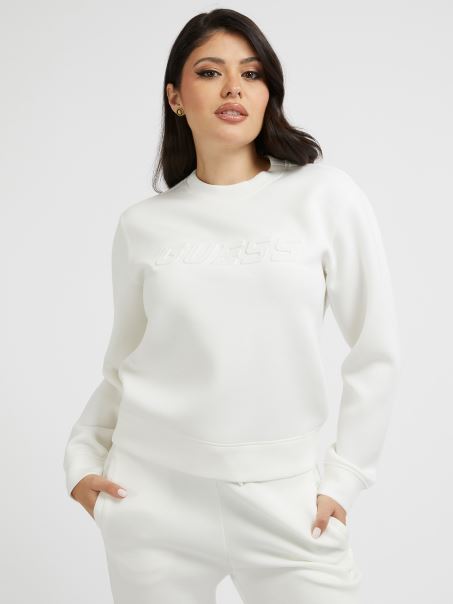 Hanorac Alb Cu Logo în Față Guess