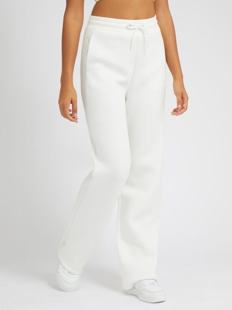 Pantalon Alb Cu Bandă Cu Logo Guess