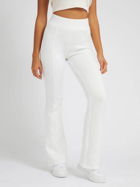 Pantalon Alb Scuba Flare Guess