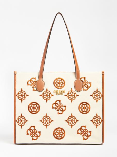 Guess Silvana Logo Brodat Shopper Maro