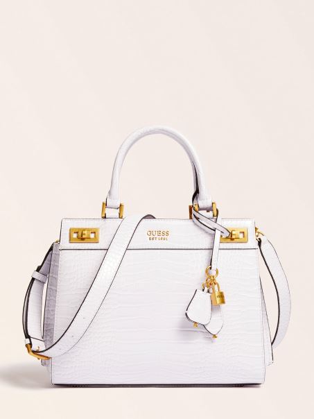 Geantă De Mână Katey Cu Imprimeu Croco Liliac Guess